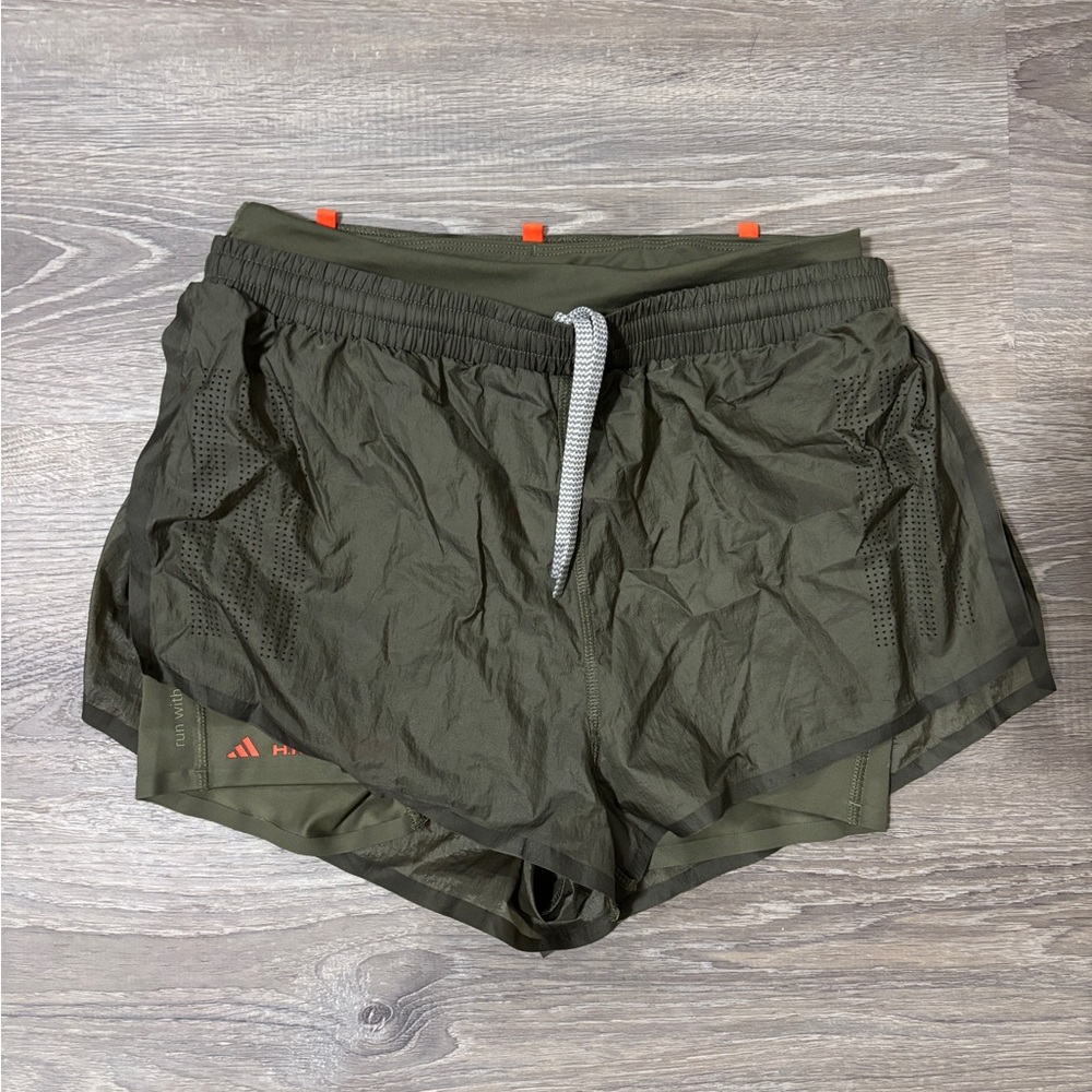 Adidas ADI365 H.Koumori Running 2-in-1 shorts EUC in Olive strata size Small